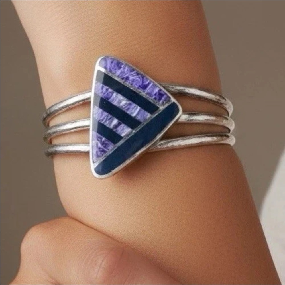 Wes Willie Artist Navajo Southwestern Signed Inlay Bracelet Silver 44g Very Rare